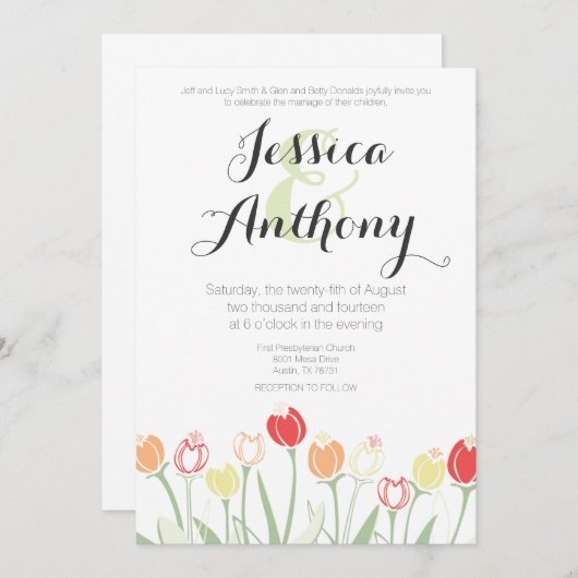 Tulips Weddenschap | Heldere kleuren Kaart (Voorkant / Achterkant)