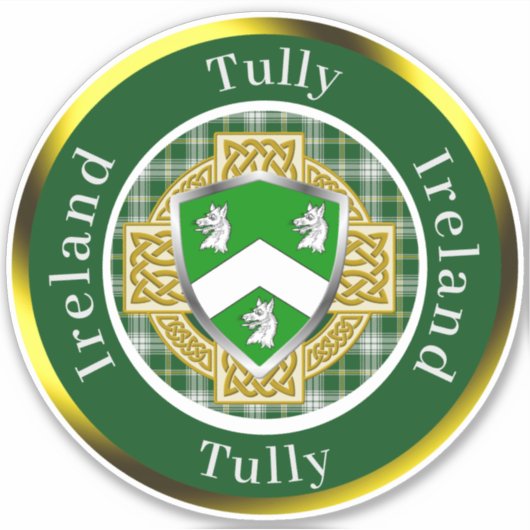 Tully Irish Shield/Celtic Cross Personalized Sticker (Voorkant)