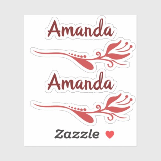 Tulp Bloem Bloei Roze Bourgogne Custom Name Sticker (Vel)