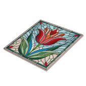 Tulp bloem gekleurd glas mozaïek tegeltje (Zijkant)
