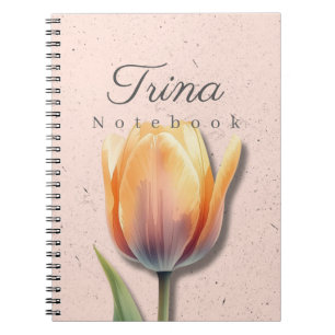 Tulp Bloem Notebook Naam Pastelkleurig Dagboek Notitieboek
