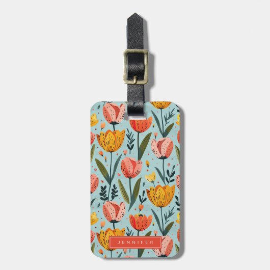 Tulp bloemen bagage labels (Voorkant verticaal)