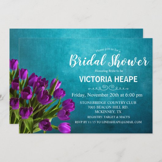 Tulp Bloemen Bruids Douche Uitnodiging (Voorkant / Achterkant)