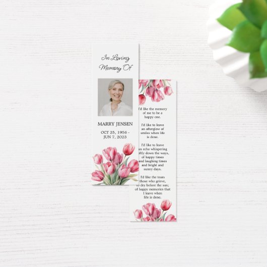 Tulp Bloemen Foto Begrafenis Gedenkteken Bladwijze Mini Visitekaartjes (Bureau)