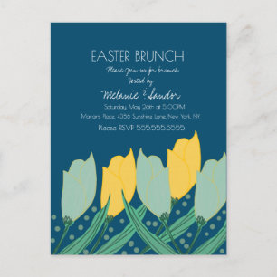 Tulp Bloemige Paasdiner Brunch Familie Blauw Briefkaart
