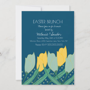 Tulp Bloemige Pasen Diner Brunch Familie Blauw Kaart