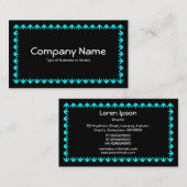 Tulp Border - Cyaan op Black Visitekaartje (Voorkant / Achterkant)