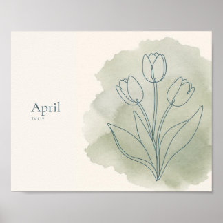 Tulp Botanische Kunstprint | April Bloem Poster