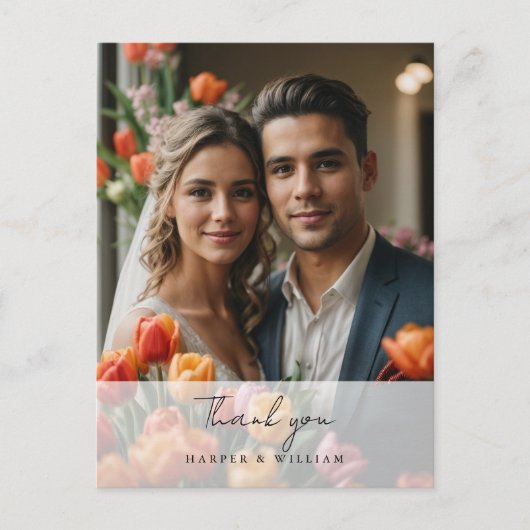 Tulp dank u foto bruiloft Briefkaart (Voorkant)