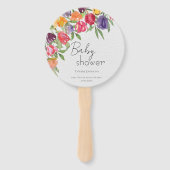 Tulp Delight Levendig Bloemen Baby shower Handwaaier (Voorkant)