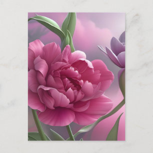 Tulp Double Peony, Natuur, Bloem, Roze Briefkaart
