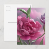 Tulp Double Peony, Natuur, Bloem, Roze Briefkaart (Voorkant / Achterkant)