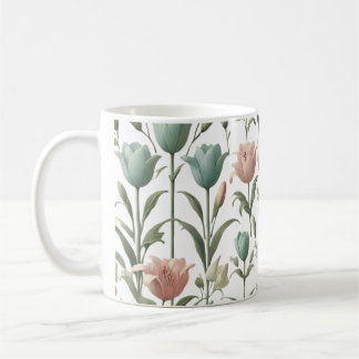 Tulp en lelie zacht bloemenpatroon koffiemok