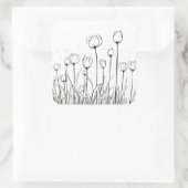 Tulp Flower Tulipa Floral Stencil Pattern-ontwerp Vierkante Sticker (Tas)