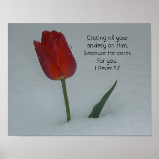 Tulp in de sneeuw poster