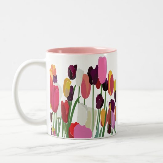 Tulp Kleurrijke Bloemtulp Bloemtulp Tweekleurige Koffiemok (Links)