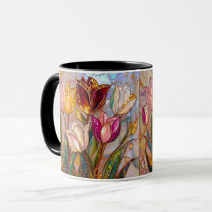 Tulp Kunst in Glas-in-Loodstijl Sieraden- Florale Mok