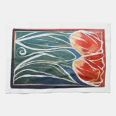 Tulp Kunstblauw en rode tulpen Theedoek (Horizontaal)