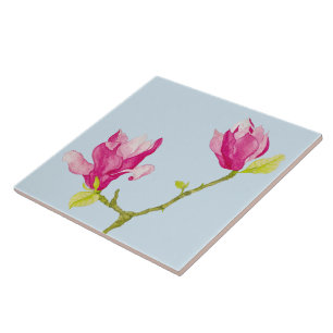 Tulp Magnolias op een keramische tegel (2) Tegeltje
