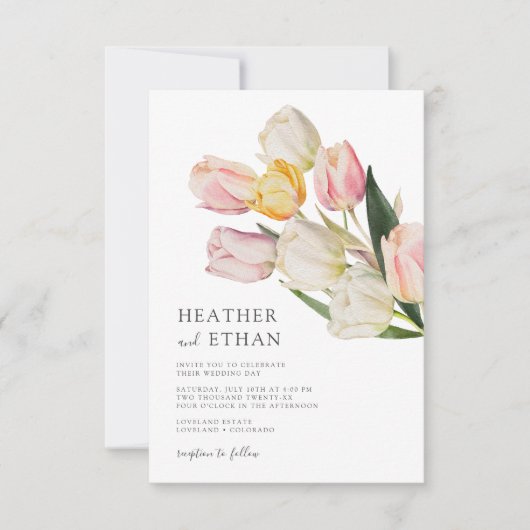 Tulp moderne bruiloft kaart (Voorkant)