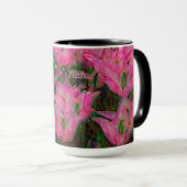 Tulp Mok met open, donkerroze Tulpen (Voorkant rechts)