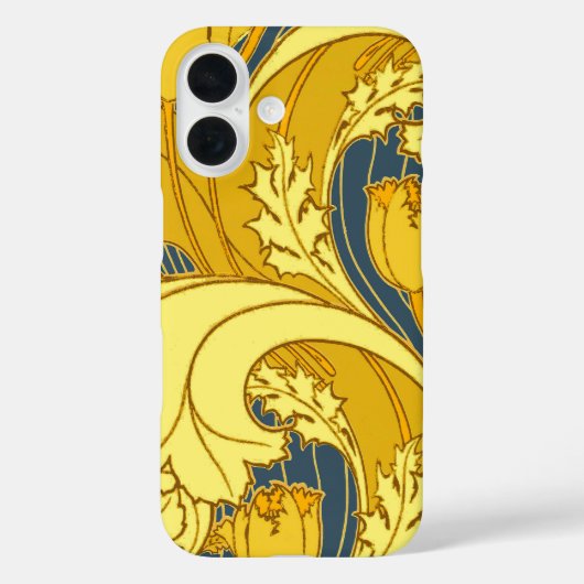 Tulp Patronenprint: Geel Blauw Art Nouveau Case-Mate iPhone Case (Achterkant)