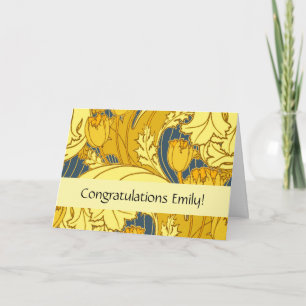 Tulp Patronenprint: Geel Blauw Art Nouveau Kaart