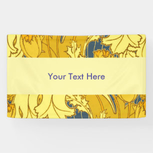 Tulp Patronenprint: Geel Blauw Art Nouveau Spandoek
