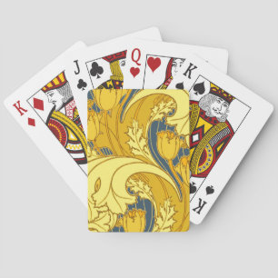 Tulp Patronenprint: Geel Blauw Art Nouveau Speelkaarten