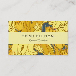 Tulp Patronenprint: Geel Blauw Art Nouveau Visitekaartje