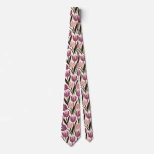 Tulp Patroon Vader Bruidegom Wilde Bloem Bruiloft Stropdas