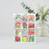 Tulp Poppy Roos Rode Bloem Collage Briefkaart (Staand voorkant)
