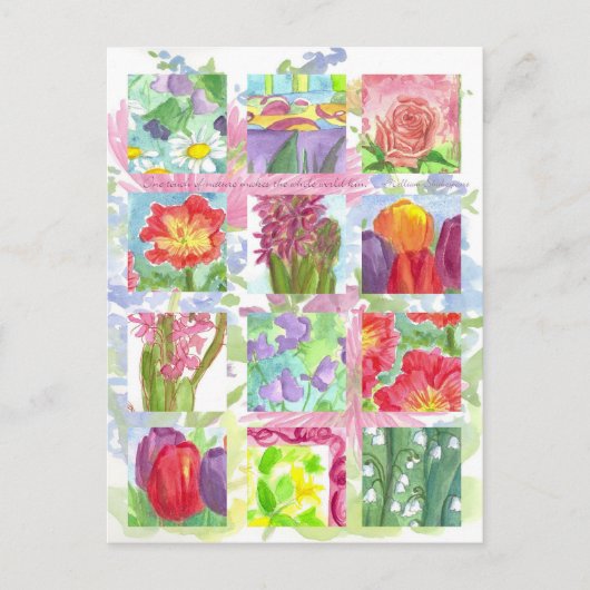 Tulp Poppy Roos Rode Bloem Collage Briefkaart (Voorkant)