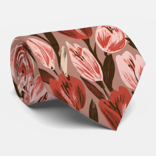 Tulp Print Bruidegom Strand Bruiloft Stropdas