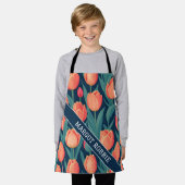 Tulp Retro Kleurrijk Gepersonaliseerd Patroon Schort (Gedragen)