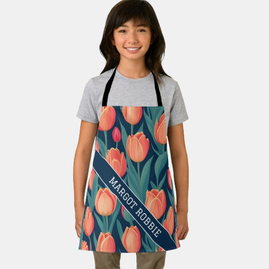 Tulp Retro Kleurrijk Gepersonaliseerd Patroon Schort (Insitu)