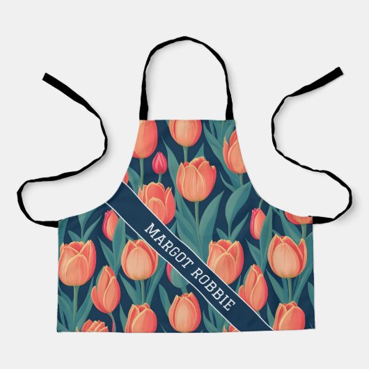 Tulp Retro Kleurrijk Gepersonaliseerd Patroon Schort (Voorkant)