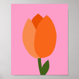 Tulp roze en Sinaasappel Poster