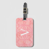 Tulp Roze Monogrammed Waterverf Bagagelabel (Voorkant (verticaal))