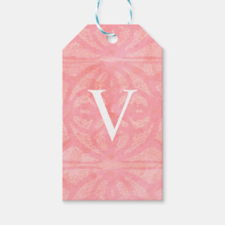 Tulp Roze Monogrammed Waterverf Cadeaulabel