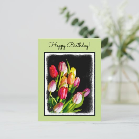 Tulp schilderen - Oorspronkelijke blowerende kunst Briefkaart (Staand voorkant)