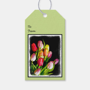 Tulp schilderen - Oorspronkelijke blowerende kunst Cadeaulabel