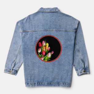 Tulp schilderen - Oorspronkelijke blowerende kunst Denim Jacket