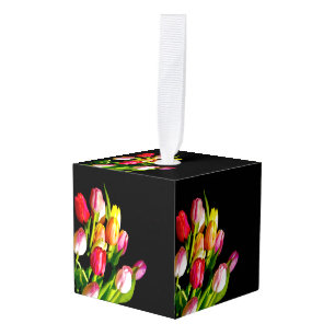 Tulp schilderen - Oorspronkelijke blowerende kunst Kubus Ornament
