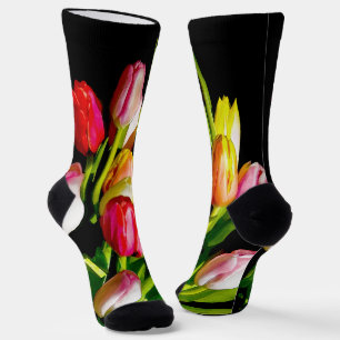 Tulp Schilderij - Originele Bloem Kunst Sokken