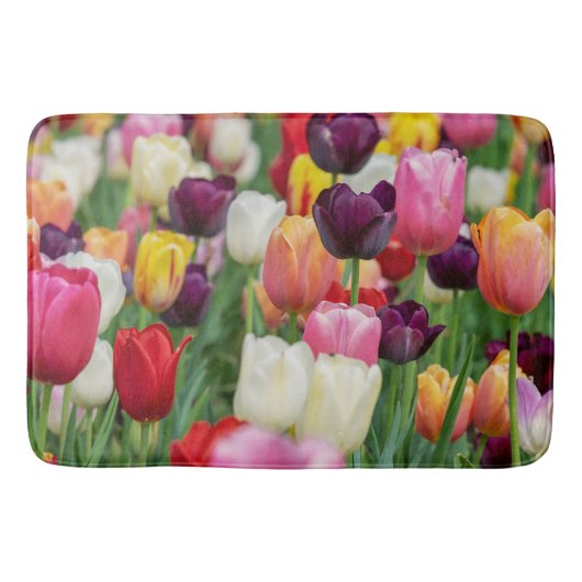 Tulp Spring Flowers Garden Floral Geel Roze Rood Badmat (Voorkant)