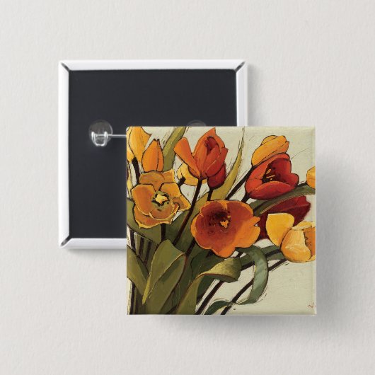 Tulp tijd vierkante button 5,1 cm (Voorkant /achterkant)