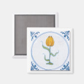 Tulp Tile Art met Blue en White Magnet Magneet (Voorkant / Achterkant)
