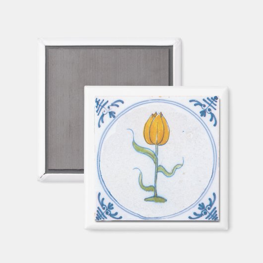 Tulp Tile Art met Blue en White Magnet Magneet (Voorkant / Achterkant)