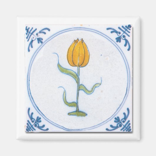 Tulp Tile Art met Blue en White Magnet Magneet (Voorkant)